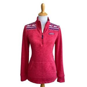 Vineyard Vines Sweatshirt 1/4 Zip Whale Fair Isle Heathered Relaxed Shep Shirt S